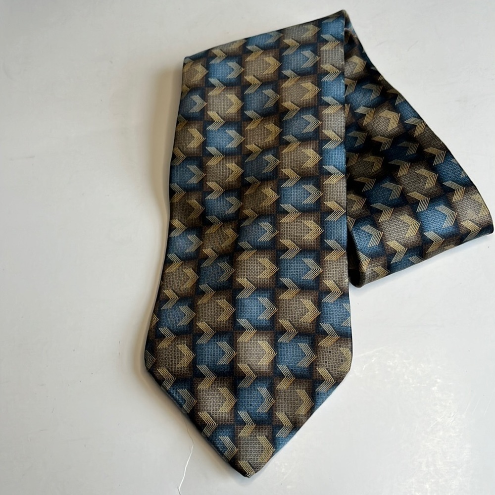 Bill Blass Black Label Silk Tie brown, blue, gold